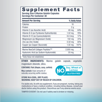 Marine Collagen Peptides + Hyaluronic Acid, 120 Fish Gelatin Capsules - Image 2