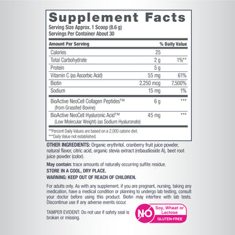 Collagen Beauty Infusion with Hyaluronic Acid + Biotin Cranberry Cocktail Flavor, 9.1 oz (258 g) Powder - Image 2