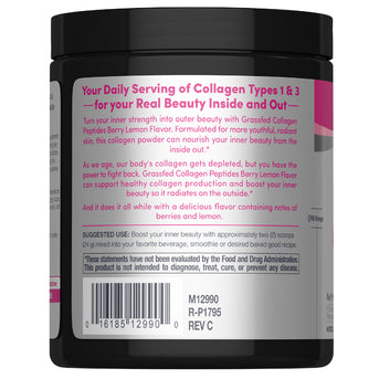 Peptidi di Collagene da Bovini Nutriti ad Erba, Gusto Frutti di Bosco e Limone, 190 g (6,7 oz) in Polvere - Image 10