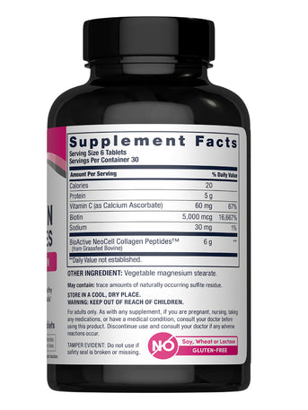Grassfed Collagen Peptides  + C & Biotin, 180 Caplets - Image 8