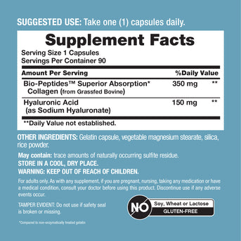 Collagen + Hyaluronic Acid Advanced Formula, 90 Capsules - Image 3