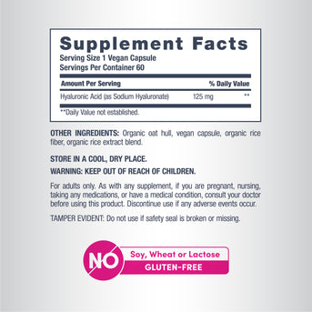 Hyaluronic Acid, 125 mg, 60 Vegan Capsules - Image 3