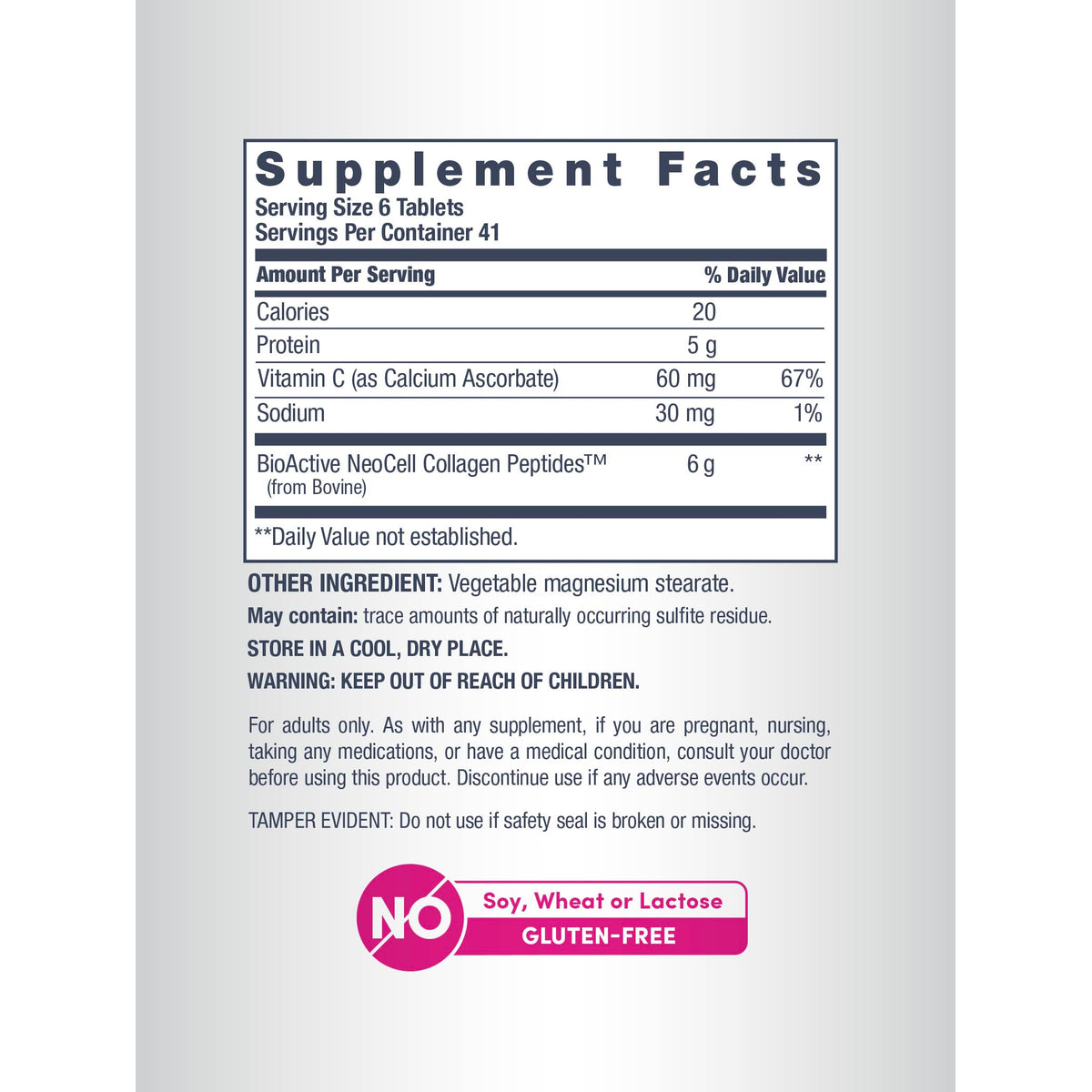 Grassfed Collagen Peptides + C, 6000 mg, 250 Tablets - Image 2