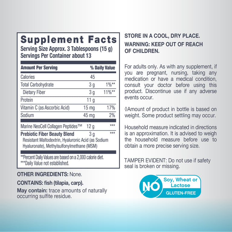 Marine Collagen Peptides + Hyaluronic Acid, MSM & C, 7 oz (200 g) Powder - Image 1