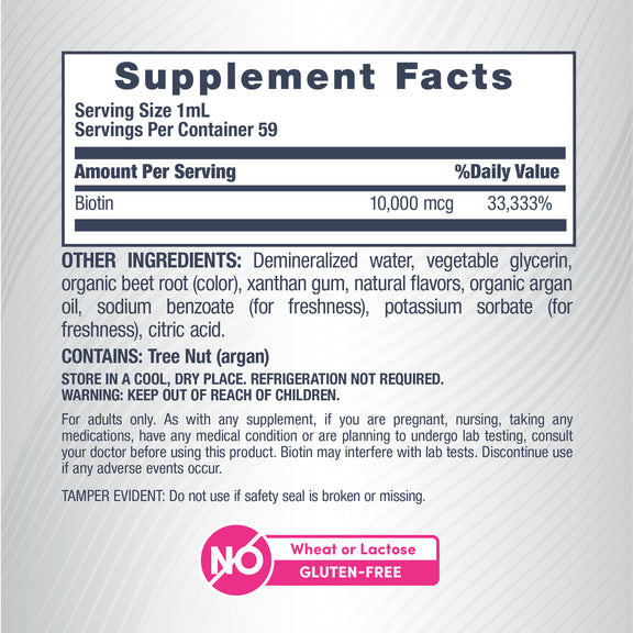Biotin 10,000 MCG Fast Acting Liquid Berry Flavor, 2 fl oz (59 mL) Liquid