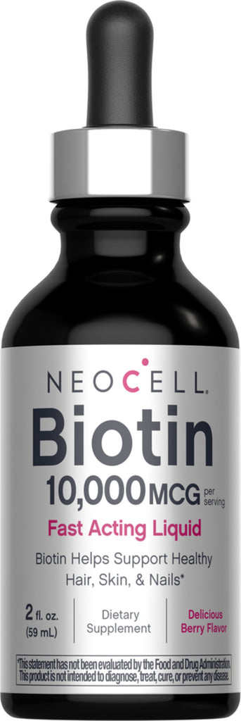 Biotin 10,000 MCG Fast Acting Liquid Berry Flavor, 2 fl oz (59 mL) Liquid - Image 1