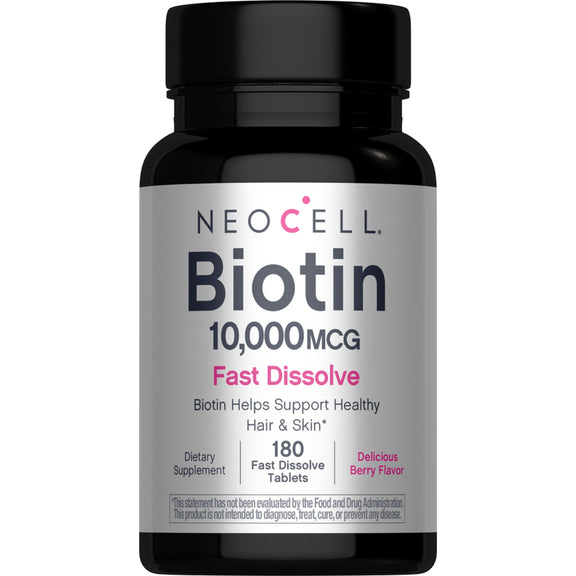 Biotina 10,000 MCG Disolución Rápida, 180 Tabletas de Disolución Rápida