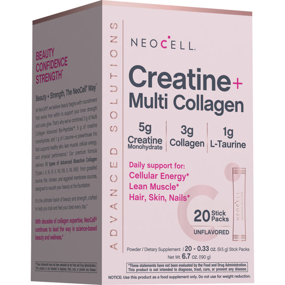 Créatine + Protéine de Bio Peptides Multi Collagène, 20 Bâtonnets