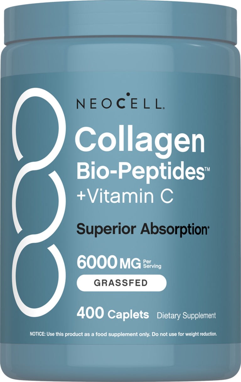 Grassfed Collagen Bio-Peptides + Vitamin C, 6000 mg, 400 Caplets - Image 1