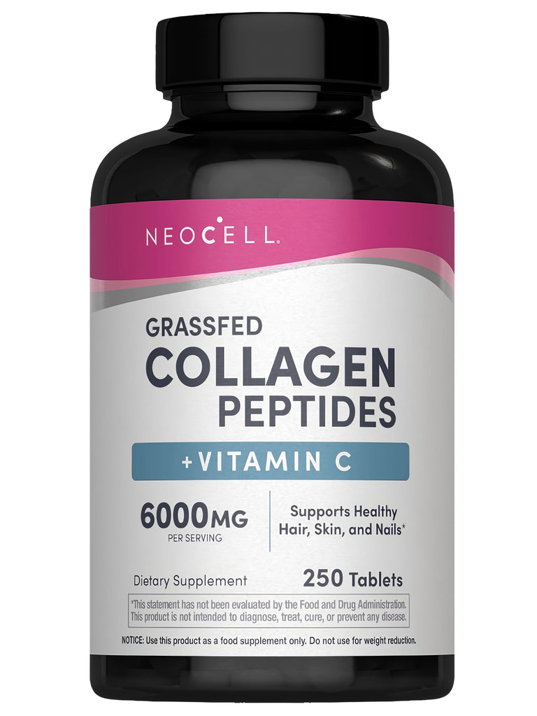 Grassfed Collagen Peptides + C, 6000 mg, 250 Tablets - Image 1