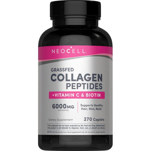 Grassfed Collagen Peptides  + C & Biotin, 270 Caplets