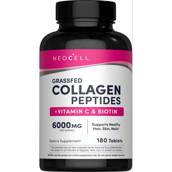 Grassfed Collagen Peptides  + C & Biotin, 6000 mg, 180 Caplets