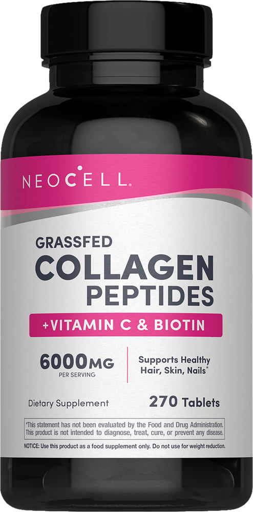 Grassfed Collagen Peptides  + C & Biotin, 6000 mg, 270 Tablets - Image 1