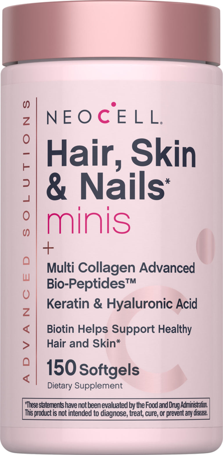 Mini-capelli, pelle e unghie + Multi Collagene Bio-Peptidi, 150 Softgel - Image 1