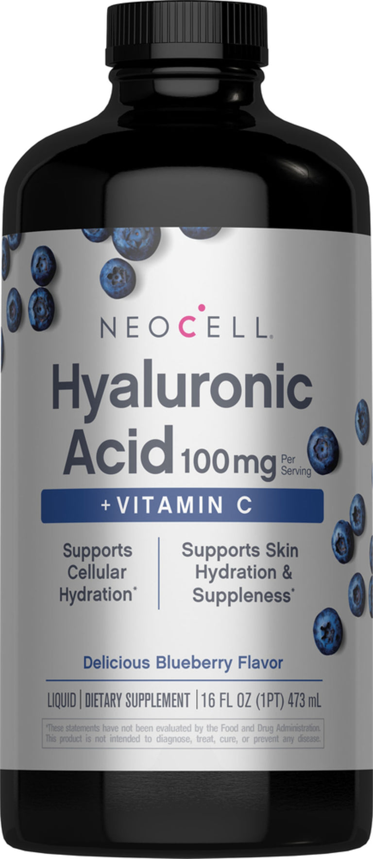 Hyaluronic Acid 100 mg plus C Liquid Blueberry Flavor, 16 fl oz (473 mL) Liquid - Image 1