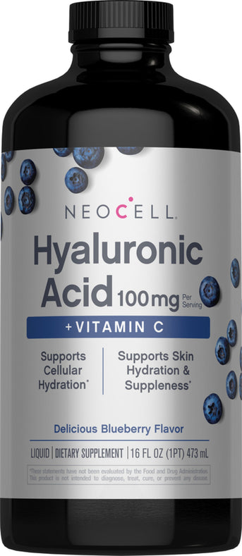 Hyaluronic Acid 100 mg plus C Liquid Blueberry Flavor, 16 fl oz (473 mL) Liquid - Image 1