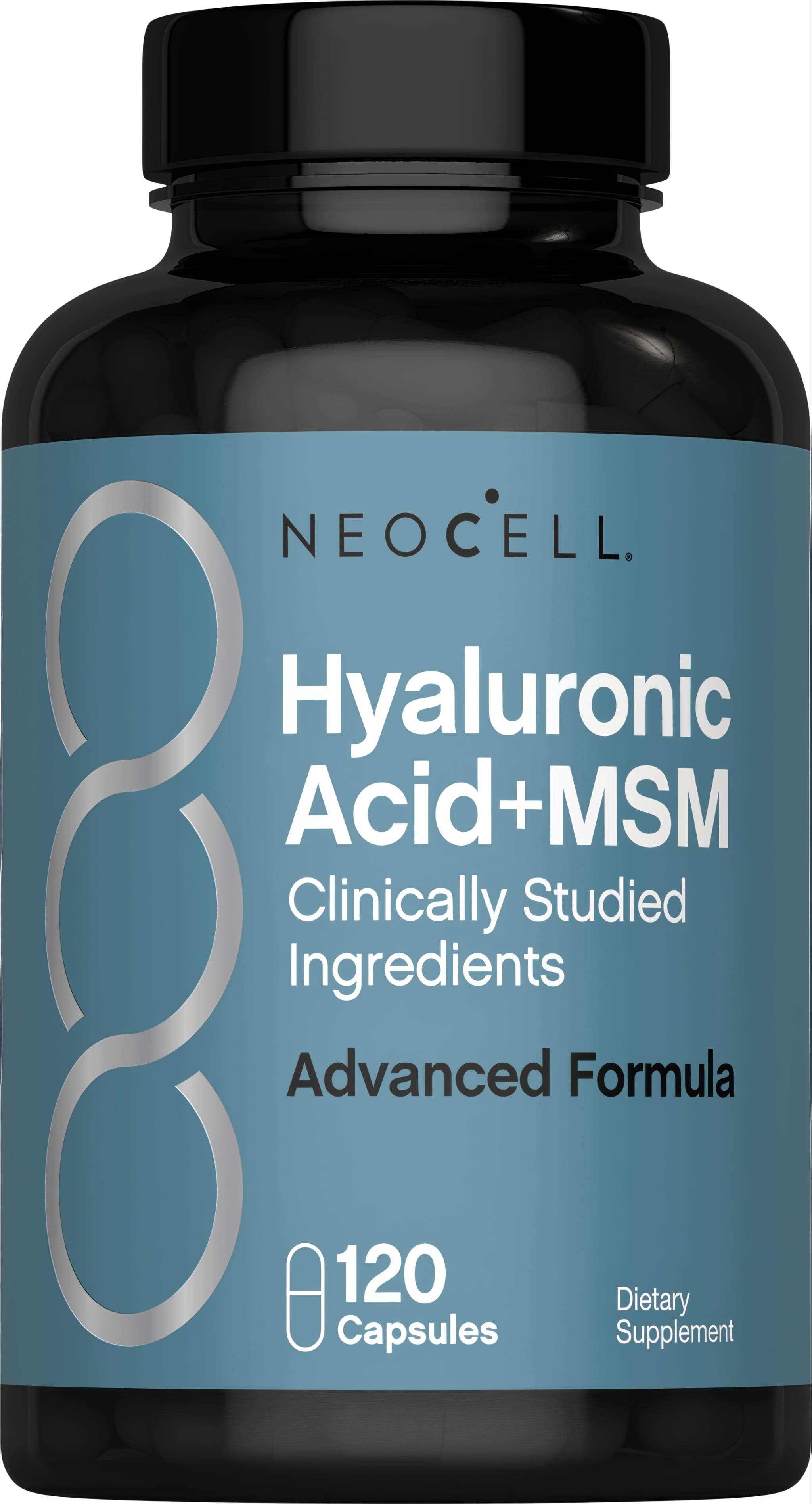 NEOCELL Hyaluronic Acid+MSM, clinically studied ingredients, advanced formula, 120 capsules, dietary supplement.