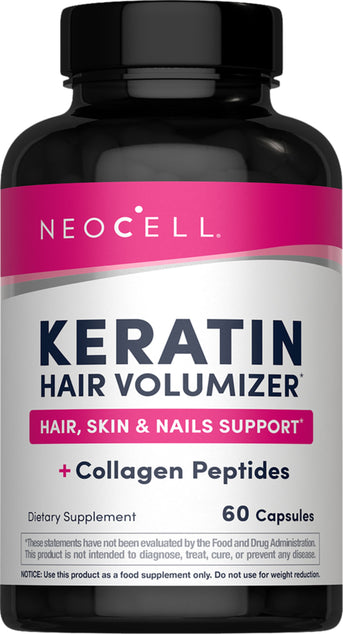 Keratin Hair Volumizer, 60 Vegetarian Capsules - Image 1