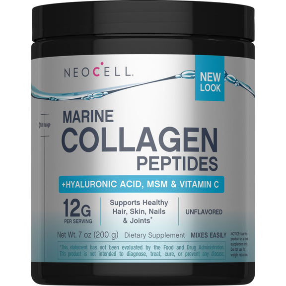 Peptidi di collagene marino + acido ialuronico, MSM & C in polvere, 200 g (7 oz) in polvere