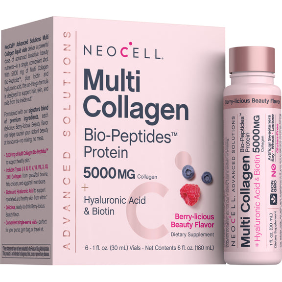 Proteína Multi Colágeno Bio-Peptídeos, 6 Frascos Líquidos