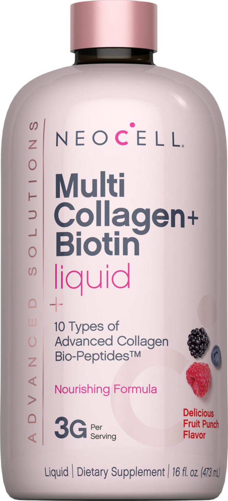 Colágeno Líquido + Biotina Avançado Sabor Delicioso de Ponche de Frutas, 480 ml Líquido - Image 1