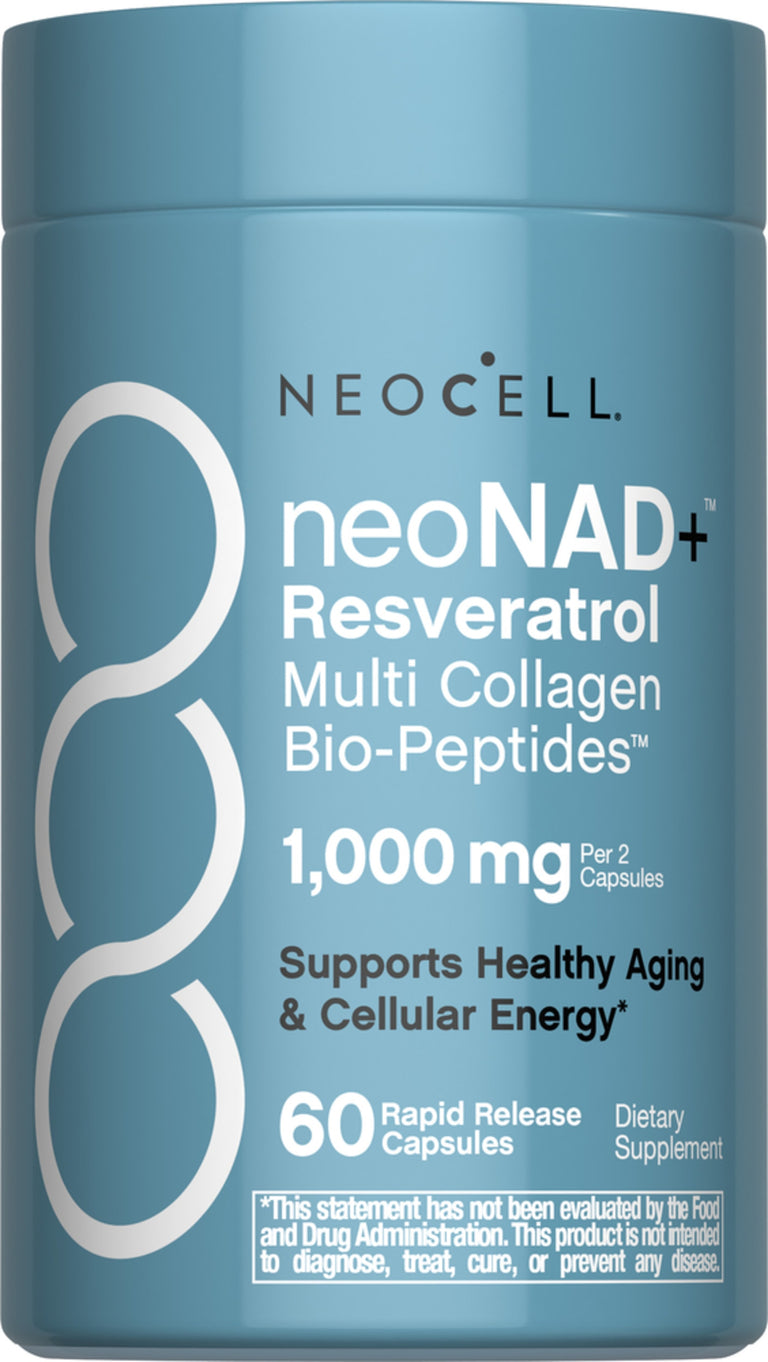 NAD + Resveratrol, Multi Collagen Bio-Peptides, 1000 mg, 60 Rapid Release Capsules - Image 1