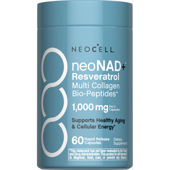 NAD + Resveratrol, Multi Collagen Bio-Peptides, 1000 mg, 60 Rapid Release Capsules