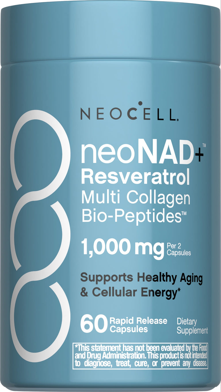 NAD + Resveratrol, Multi Collagen Bio-Peptides, 1000 mg, 60 Rapid Release Capsules - Image 1