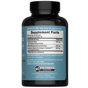 Hyaluronic Acid Complex 900 mg with Collagen & MSM, 120 Capsules - Image 9